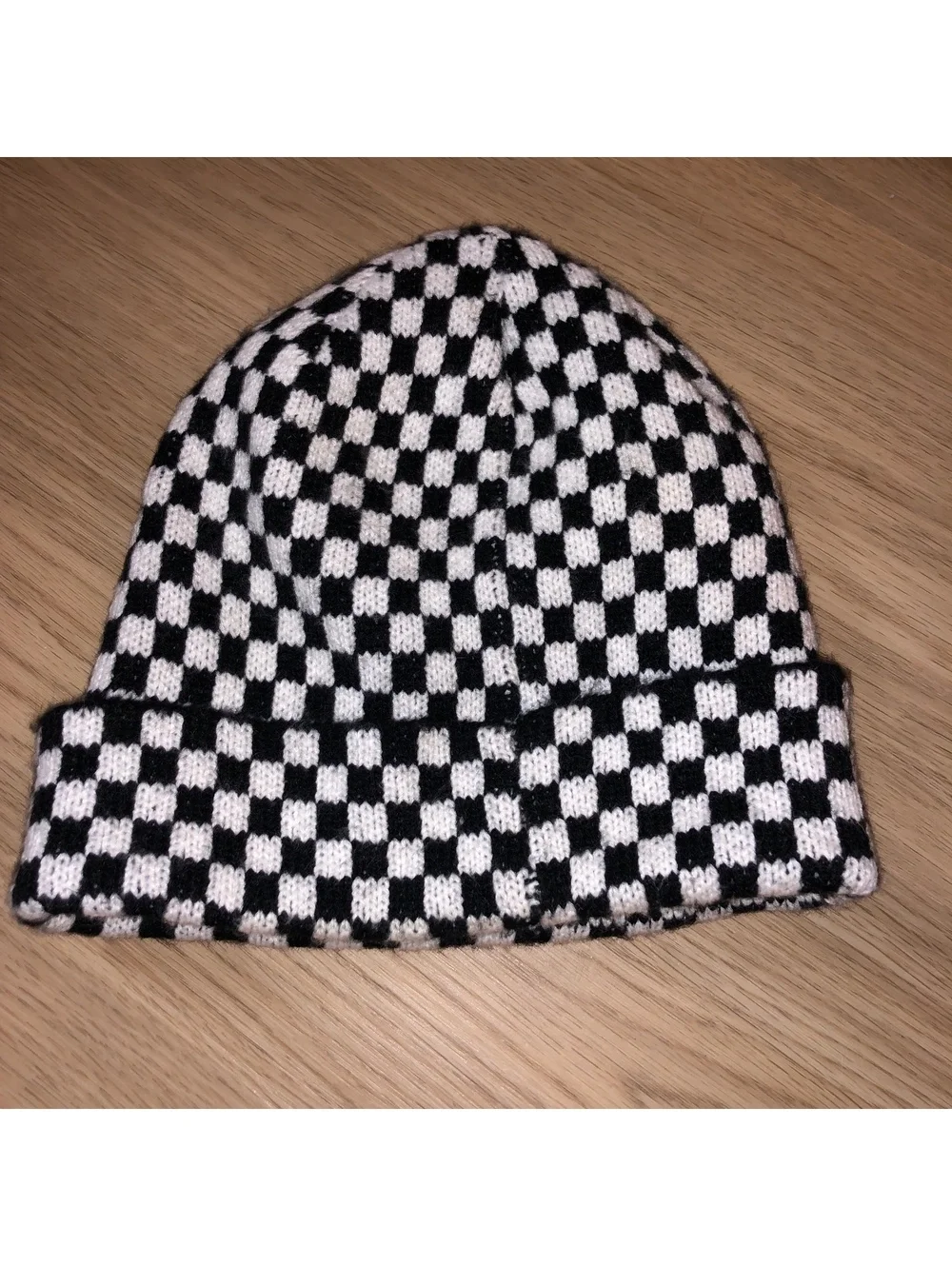 VANS OFF THE WALL SKATE BEANIE KNIT HAT CHECKERED BLACK WHITE ADULT ONE SIZE